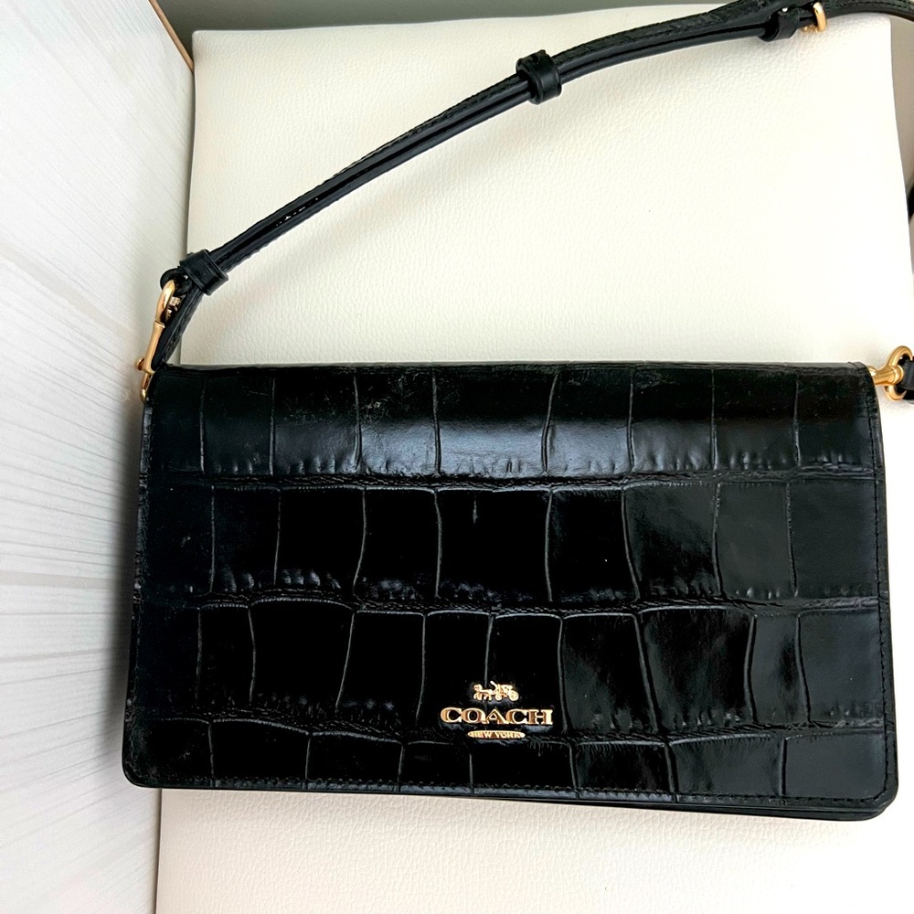 Coach black HAYDEN FOLDOVER CROSSBODY CLUTCH